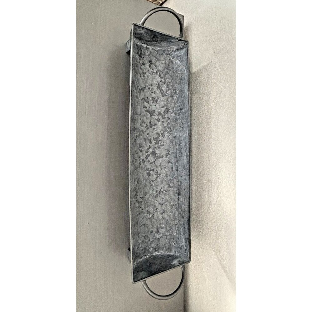 Galvanized 27" Metal Trough Planter Farmhouse Rustic Tabletop Decor Ranch Farm - Picture 4 of 12